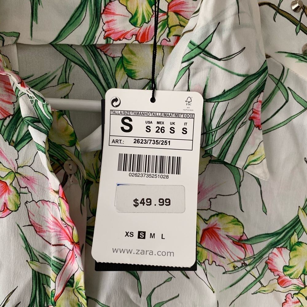 NWT Zara Woman button down floral shirt - Picture 3 of 8
